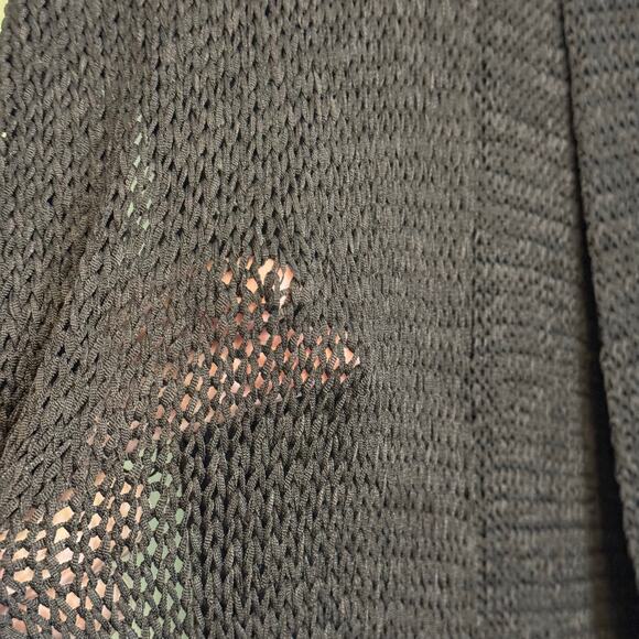 Bebe Poncho Cardigan Women M Black Fringed Shawl Collar Open Knit Sweater Winter - Picture 7 of 9